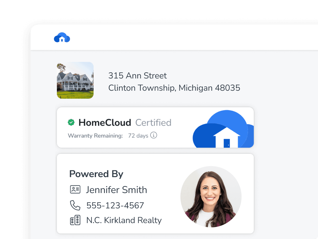 Screenshot of agent card linked to a home