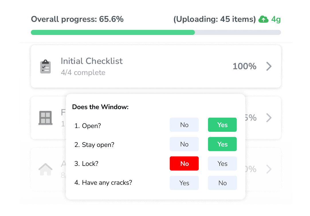 Image of the evaluation mobile app showing a checklist for the team member